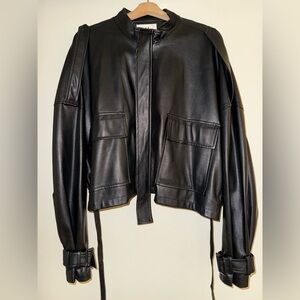 Vegan leather oversized jacket